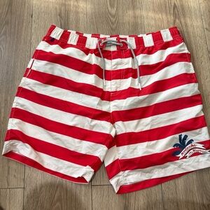 Scotch & Soda Red and White Striped Swim Trunks
